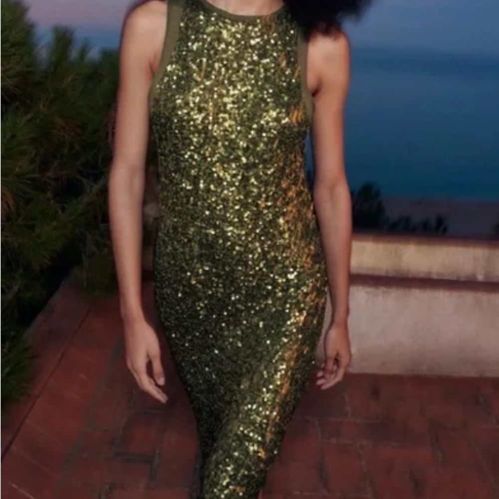 ZARA Green Sequin Dress